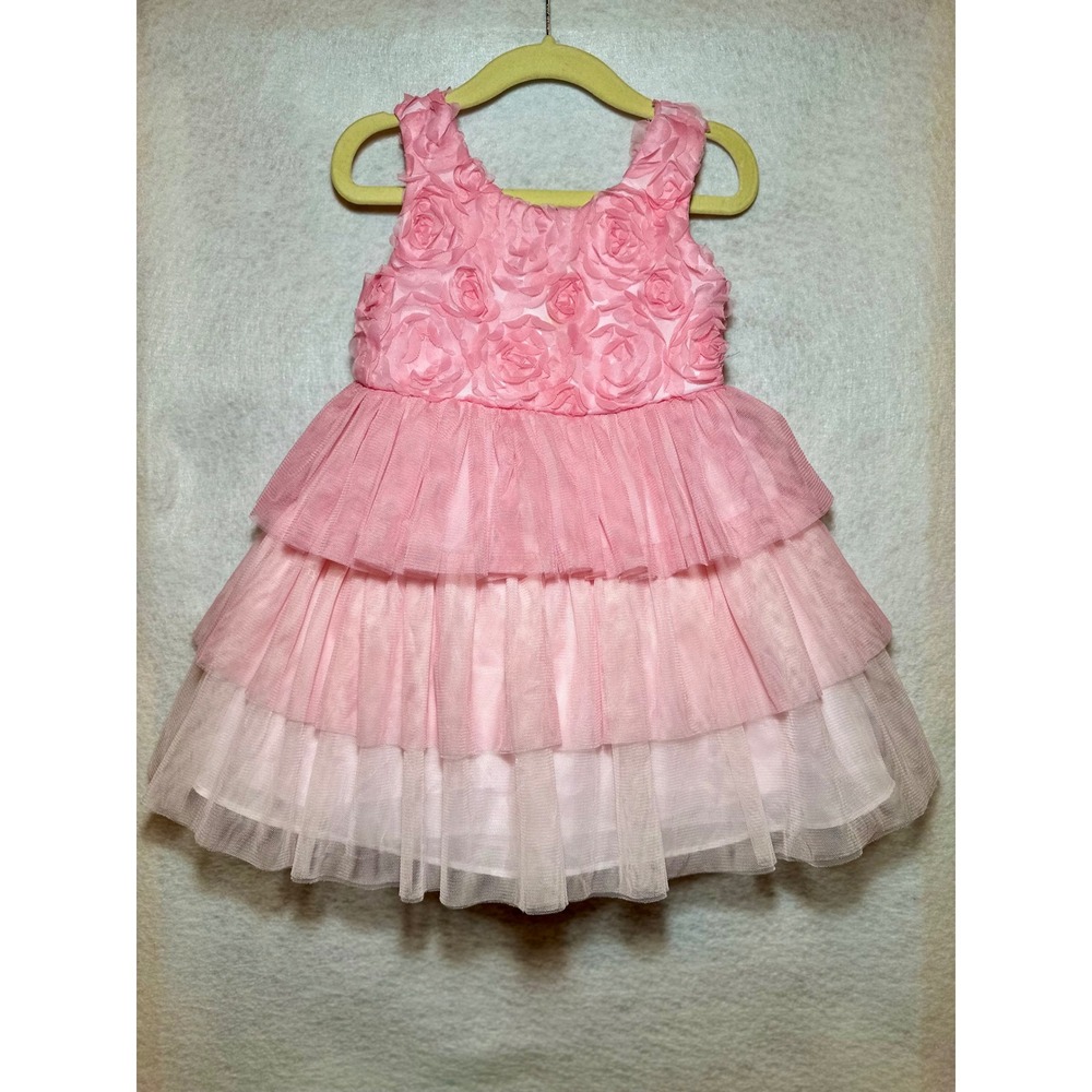 Bonnie Jean Exclusive Toddler Girls Pink Ombre Rosette Tulle‎ Tiered Dress 2T